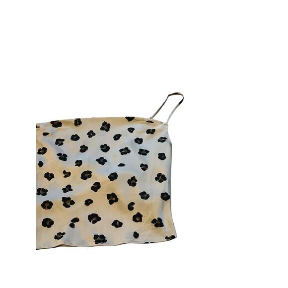 Women's Small Pink Black Brown Cheetah Print Crop Sleeveless Satin Tank Top - Picture 3 of 8